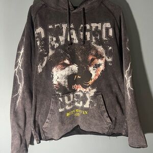 Savage Wolf Graphic Hoodie - Black medium men’s pac sun